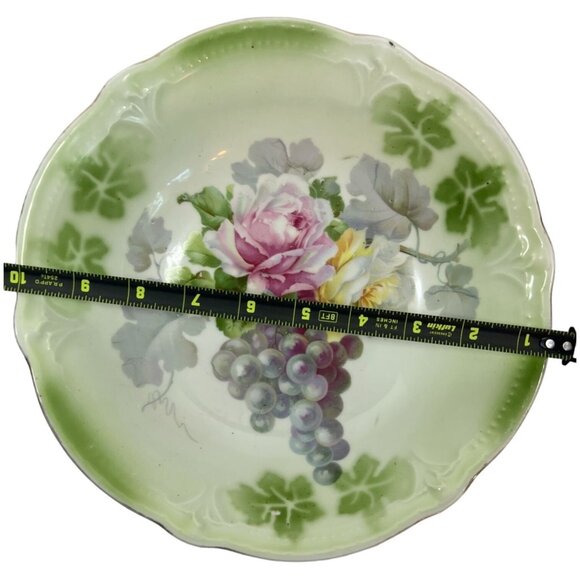 Antique Hand-Painted German 250 Porcelain Bowl Roses Floral Grape GrannyCore - Picture 5 of 6